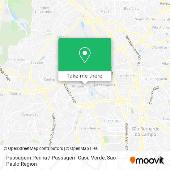 Mapa Passagem Penha / Passagem Casa Verde