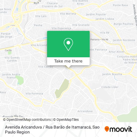 Avenida Aricanduva / Rua Barão de Itamaracá map