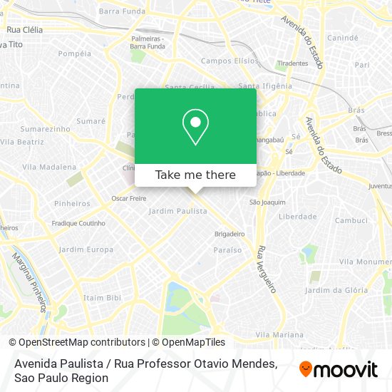 Mapa Avenida Paulista / Rua Professor Otavio Mendes