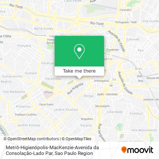Metrô-Higienópolis-MacKenzie-Avenida da Consolação-Lado Par map