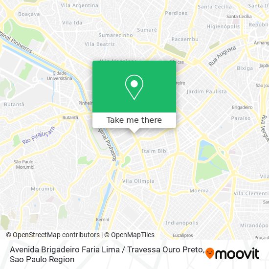 Mapa Avenida Brigadeiro Faria Lima / Travessa Ouro Preto