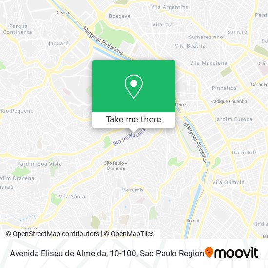 Mapa Avenida Eliseu de Almeida, 10-100