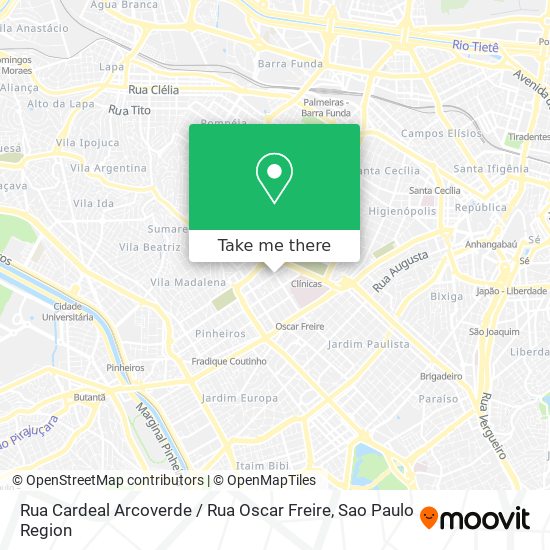 Mapa Rua Cardeal Arcoverde / Rua Oscar Freire