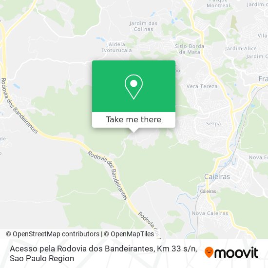 Mapa Acesso pela Rodovia dos Bandeirantes, Km 33 s / n