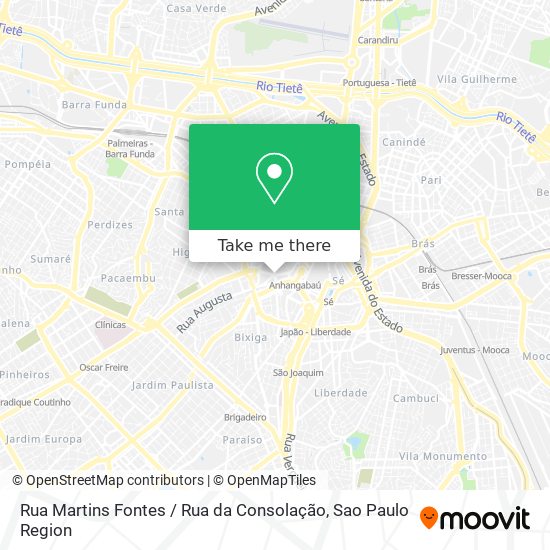 Mapa Rua Martins Fontes / Rua da Consolação