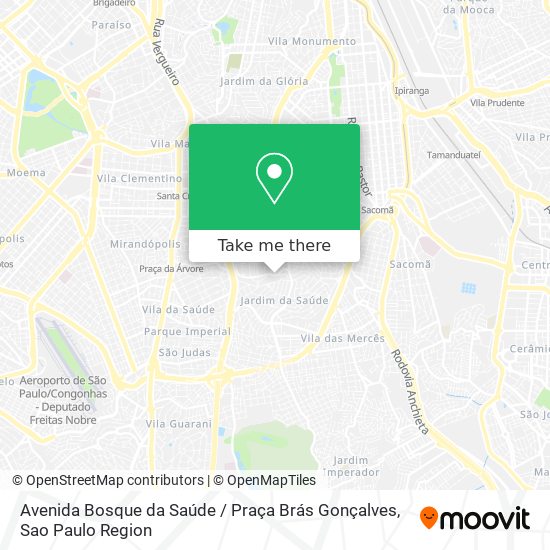 Mapa Avenida Bosque da Saúde / Praça Brás Gonçalves