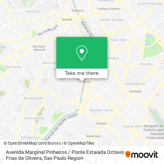 Mapa Avenida Marginal Pinheiros / Ponte Estaiada Octavio Frias de Oliveira