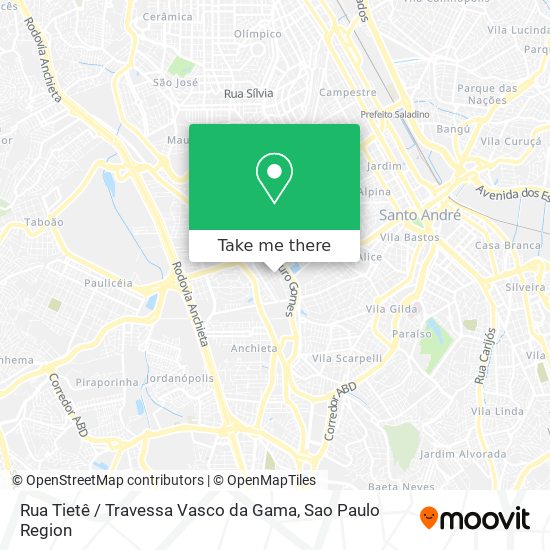 Mapa Rua Tietê / Travessa Vasco da Gama