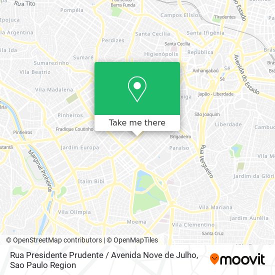 Rua Presidente Prudente / Avenida Nove de Julho map