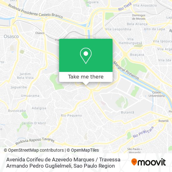 Mapa Avenida Corifeu de Azevedo Marques / Travessa Armando Pedro Guglielmeli