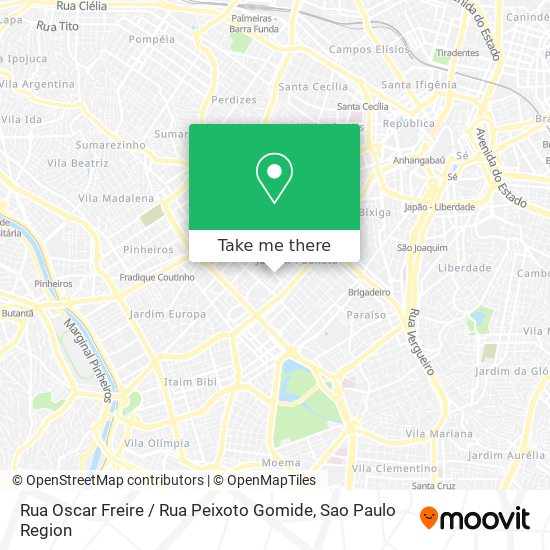 Mapa Rua Oscar Freire / Rua Peixoto Gomide