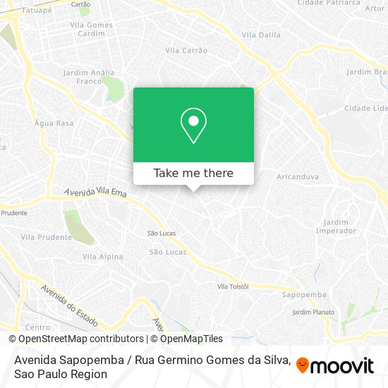 Mapa Avenida Sapopemba / Rua Germino Gomes da Silva