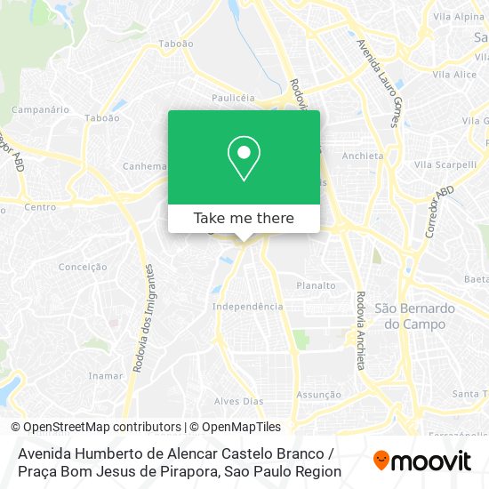 Mapa Avenida Humberto de Alencar Castelo Branco / Praça Bom Jesus de Pirapora