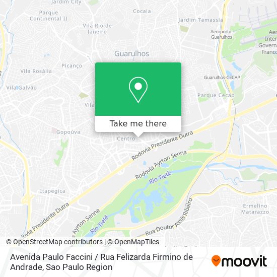 Mapa Avenida Paulo Faccini / Rua Felizarda Firmino de Andrade