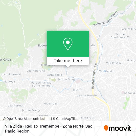 Vila Zilda - Região Tremembé - Zona Norte map