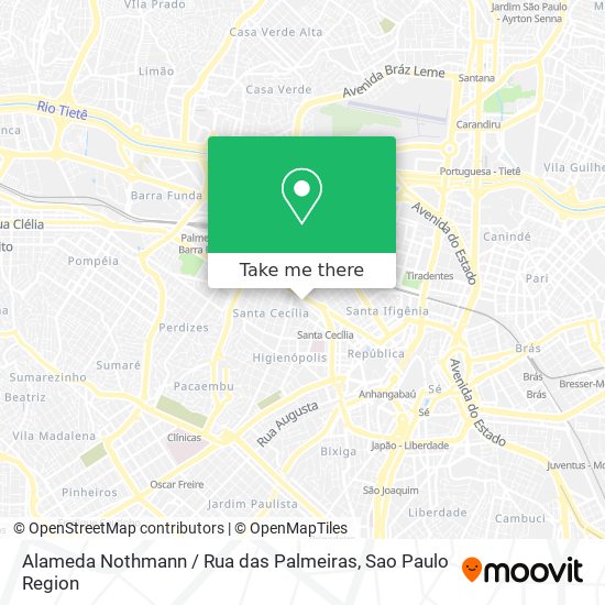 Mapa Alameda Nothmann / Rua das Palmeiras