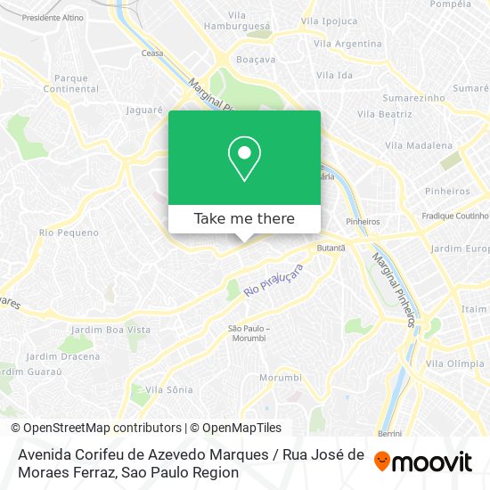 Mapa Avenida Corifeu de Azevedo Marques / Rua José de Moraes Ferraz