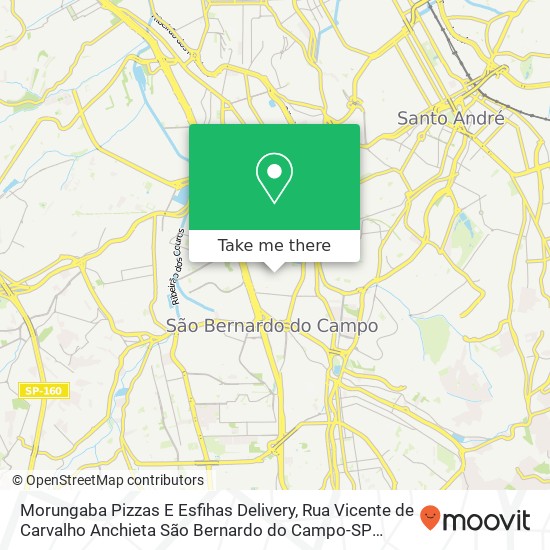 Mapa Morungaba Pizzas E Esfihas Delivery, Rua Vicente de Carvalho Anchieta São Bernardo do Campo-SP 09732-600