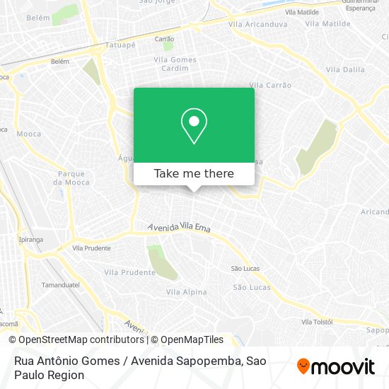 Mapa Rua Antônio Gomes / Avenida Sapopemba