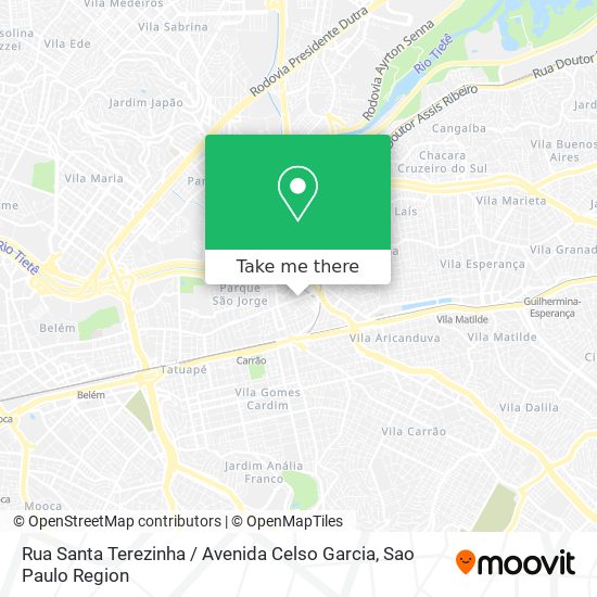 Mapa Rua Santa Terezinha / Avenida Celso Garcia