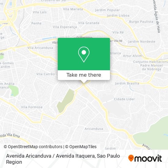 Mapa Avenida Aricanduva / Avenida Itaquera