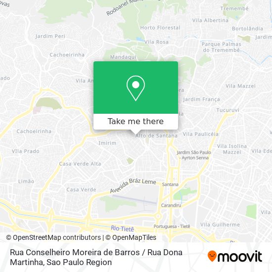 Mapa Rua Conselheiro Moreira de Barros / Rua Dona Martinha