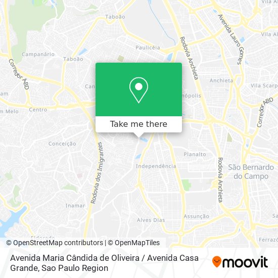 Mapa Avenida Maria Cândida de Oliveira / Avenida Casa Grande