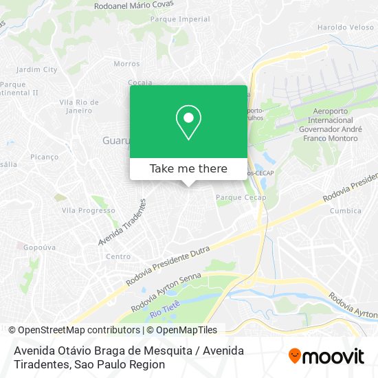 Mapa Avenida Otávio Braga de Mesquita / Avenida Tiradentes