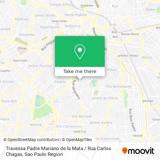 Mapa Travessa Padre Mariano de la Mata / Rua Carlos Chagas