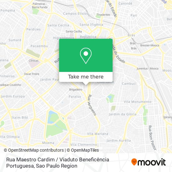 Mapa Rua Maestro Cardim / Viaduto Beneficência Portuguesa