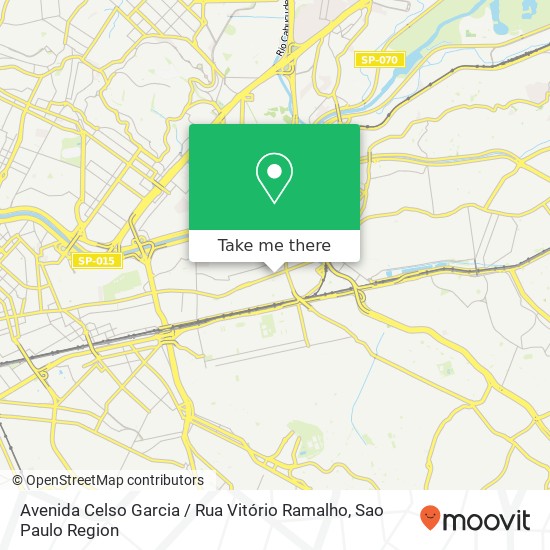 Mapa Avenida Celso Garcia / Rua Vitório Ramalho