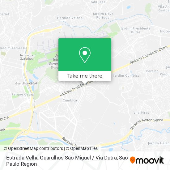 Mapa Estrada Velha Guarulhos São Miguel / Via Dutra
