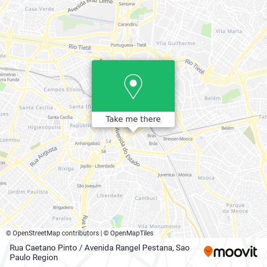 Mapa Rua Caetano Pinto / Avenida Rangel Pestana
