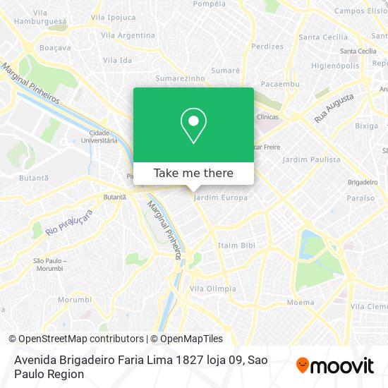 Mapa Avenida Brigadeiro Faria Lima 1827 loja 09