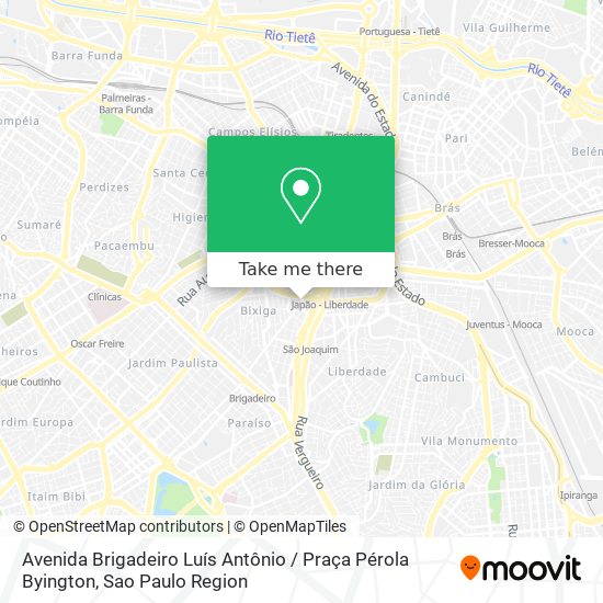 Mapa Avenida Brigadeiro Luís Antônio / Praça Pérola Byington