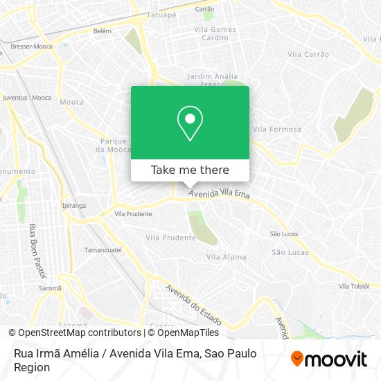 Mapa Rua Irmã Amélia / Avenida Vila Ema