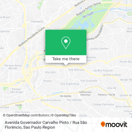 Avenida Governador Carvalho Pinto / Rua São Florêncio map
