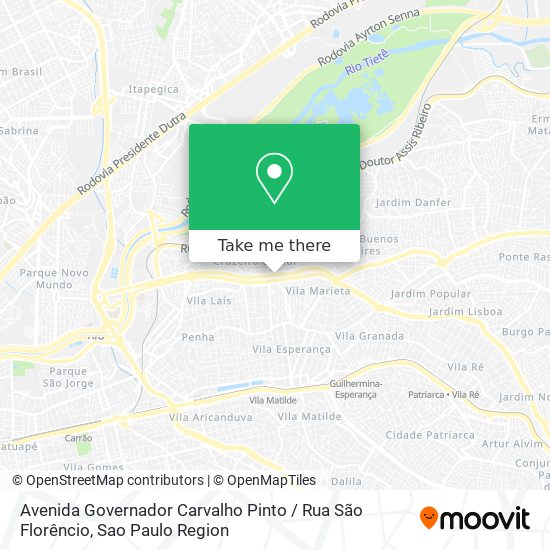 Mapa Avenida Governador Carvalho Pinto / Rua São Florêncio