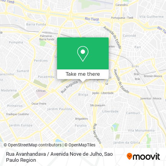 Mapa Rua Avanhandava / Avenida Nove de Julho