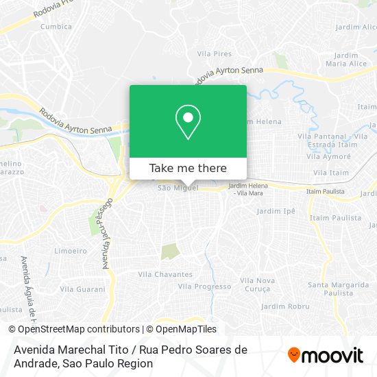 Mapa Avenida Marechal Tito / Rua Pedro Soares de Andrade