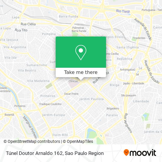 Mapa Túnel Doutor Arnaldo 162