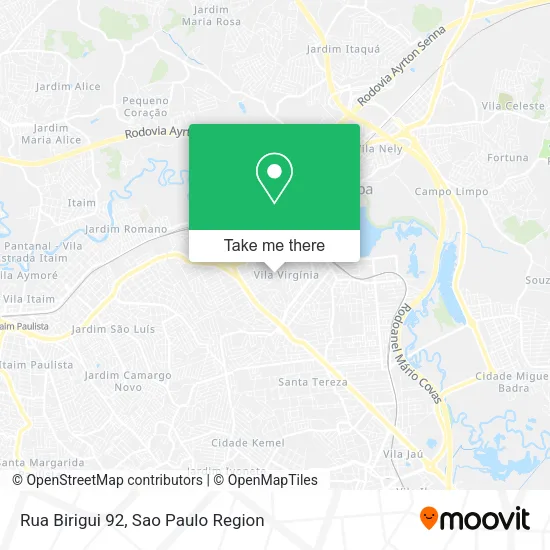 Rua Birigui 92 map
