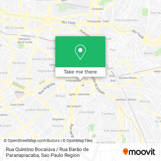 Mapa Rua Quintino Bocaiúva / Rua Barão de Paranapiacaba