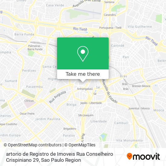 Mapa artorio de Registro de Imoveis Rua Conselheiro Crispiniano 29