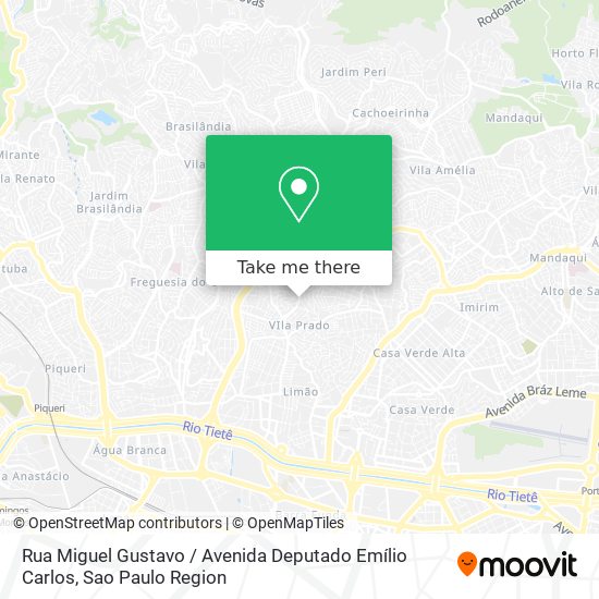 Mapa Rua Miguel Gustavo / Avenida Deputado Emílio Carlos