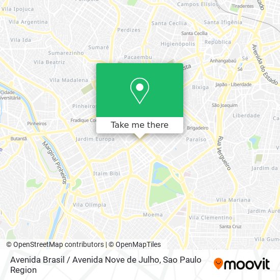 Mapa Avenida Brasil / Avenida Nove de Julho