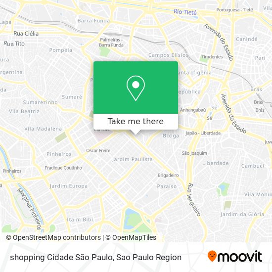 Mapa shopping Cidade São Paulo