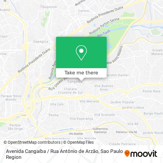 Avenida Cangaíba / Rua Antônio de Arzão map