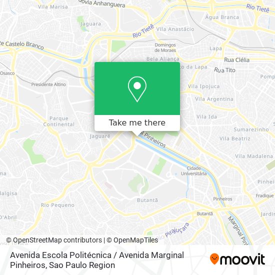 Mapa Avenida Escola Politécnica / Avenida Marginal Pinheiros