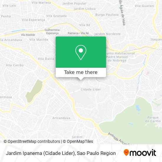 Mapa Jardim Ipanema (Cidade Lider)